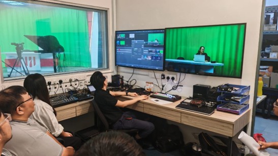 Exploring the green-screen studio workflow through the control-room monitors
